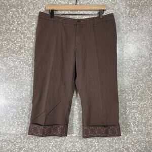 Horny Toad Brown Pinstripe Embroidered Capri Pants - Size 10 - Cropped Gorpcore